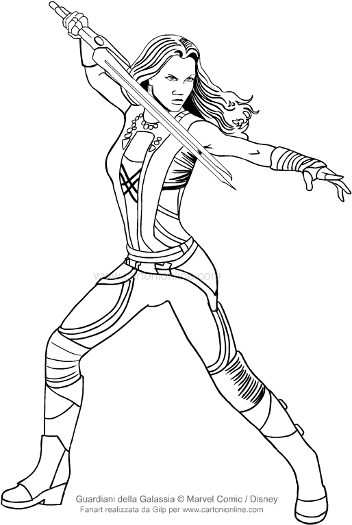 Gamora (The Guardians of the Galaxy) drawing to print and color