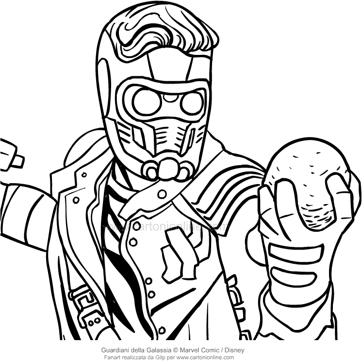Star Lord en primer plano (Guardians of the Galaxy) dibujo para imprimir y colorear