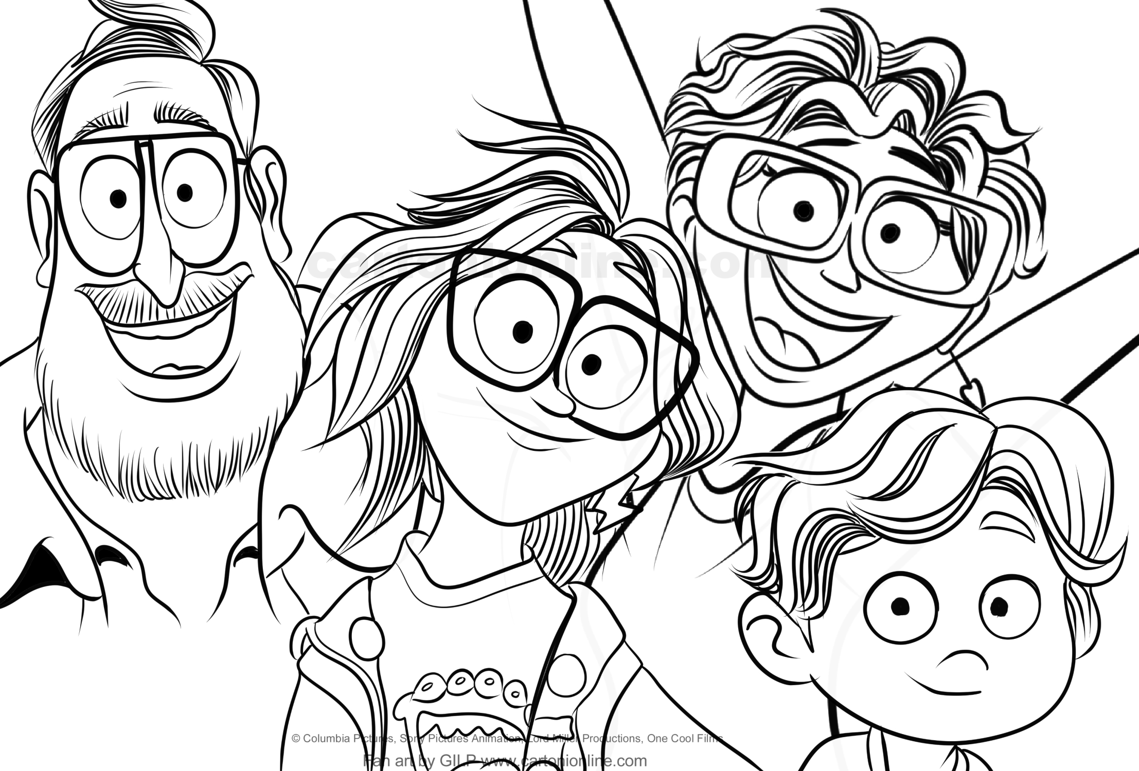 Desenho de Katie, Rick, Linda Mitchell de Os Mitchell Contra as Mquinas para imprimir e colorir