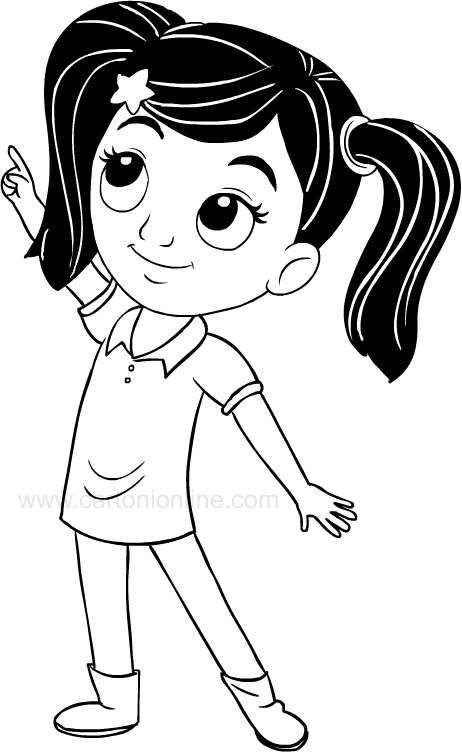 رسم نينا مشيرة بإصبعها إلى الطباعة واللون