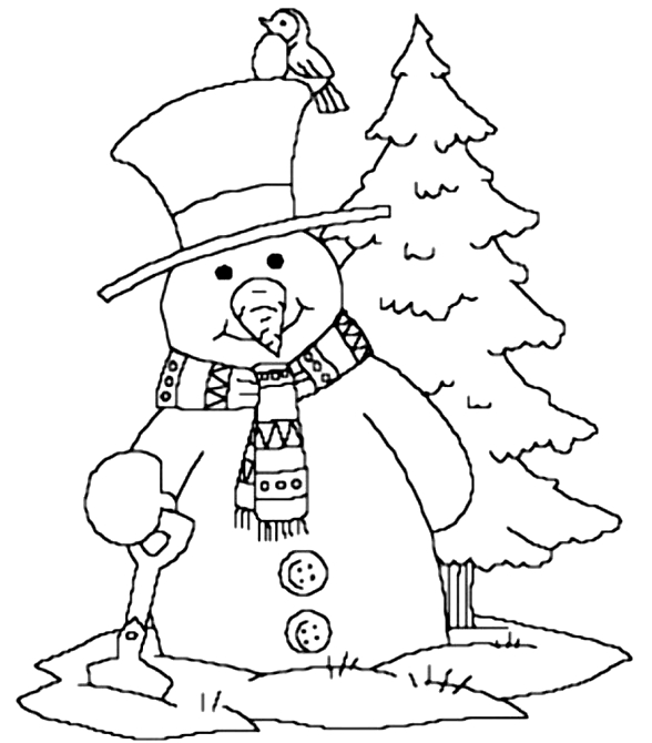 Winter coloring page to print and coloring - Drawing 1