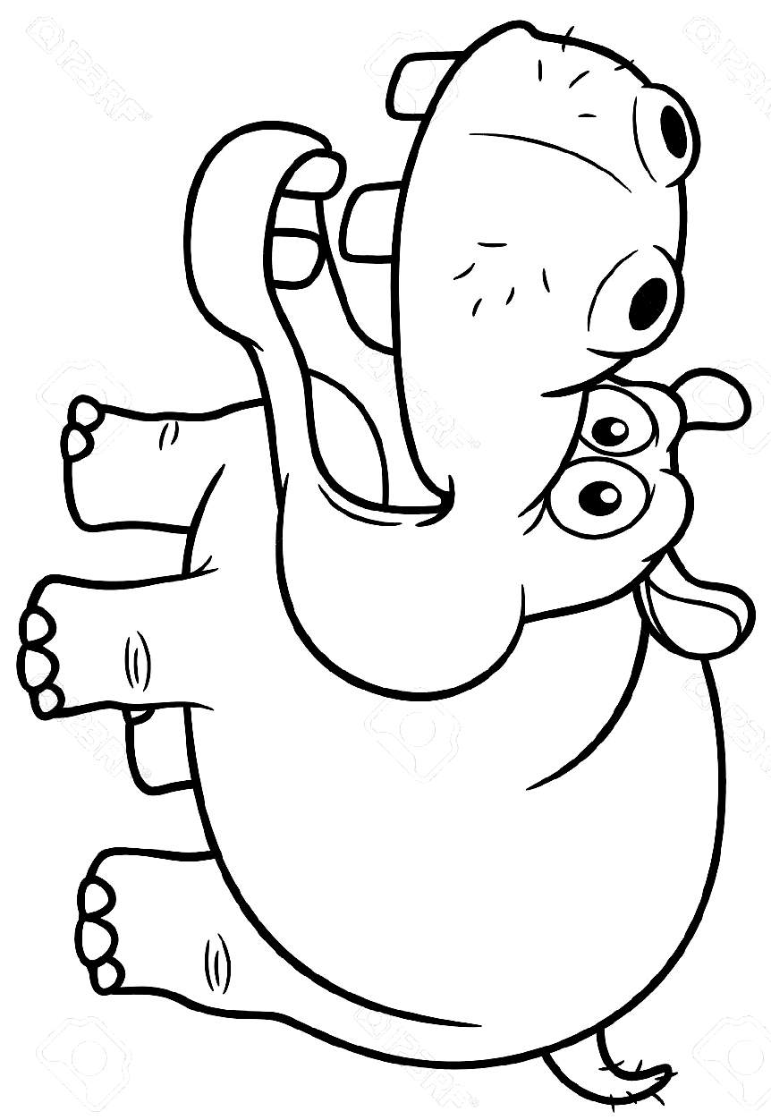 Coloriage 21 des Hippopotames  imprimer et colorier