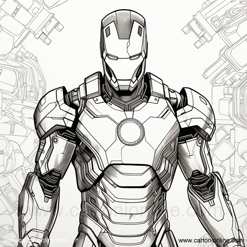Ritning 43 av Iron-Man för att skriva ut och färglägga