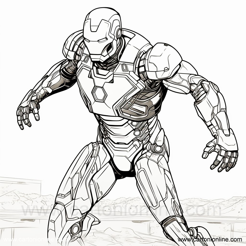 Dibujo 02 de Iron-Man para imprimir y colorear