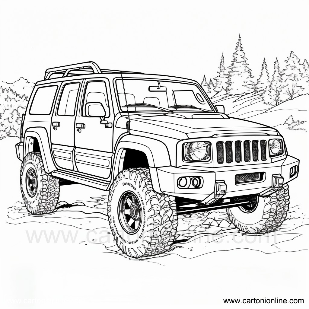 Disegno 03 di Jeep da stampare e colorare