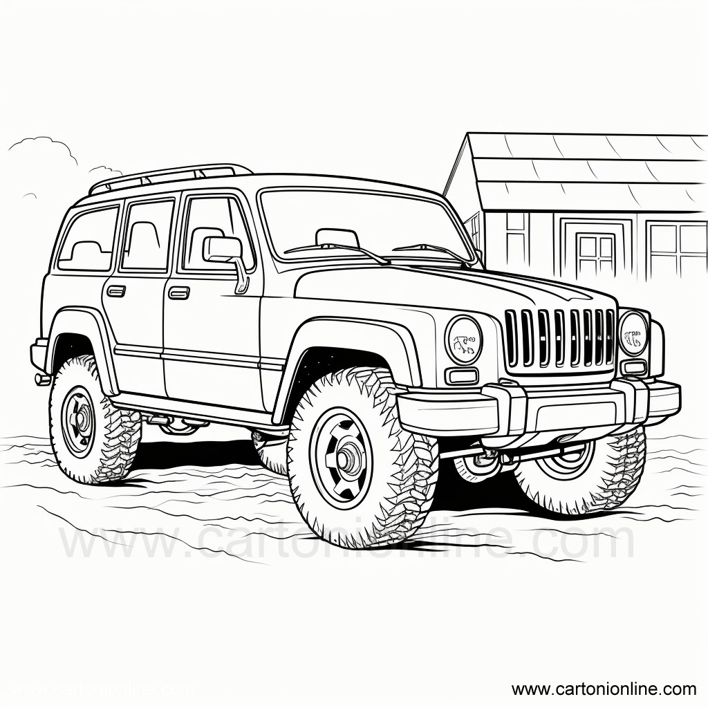Desenho 09 de Jeep para imprimir e colorir