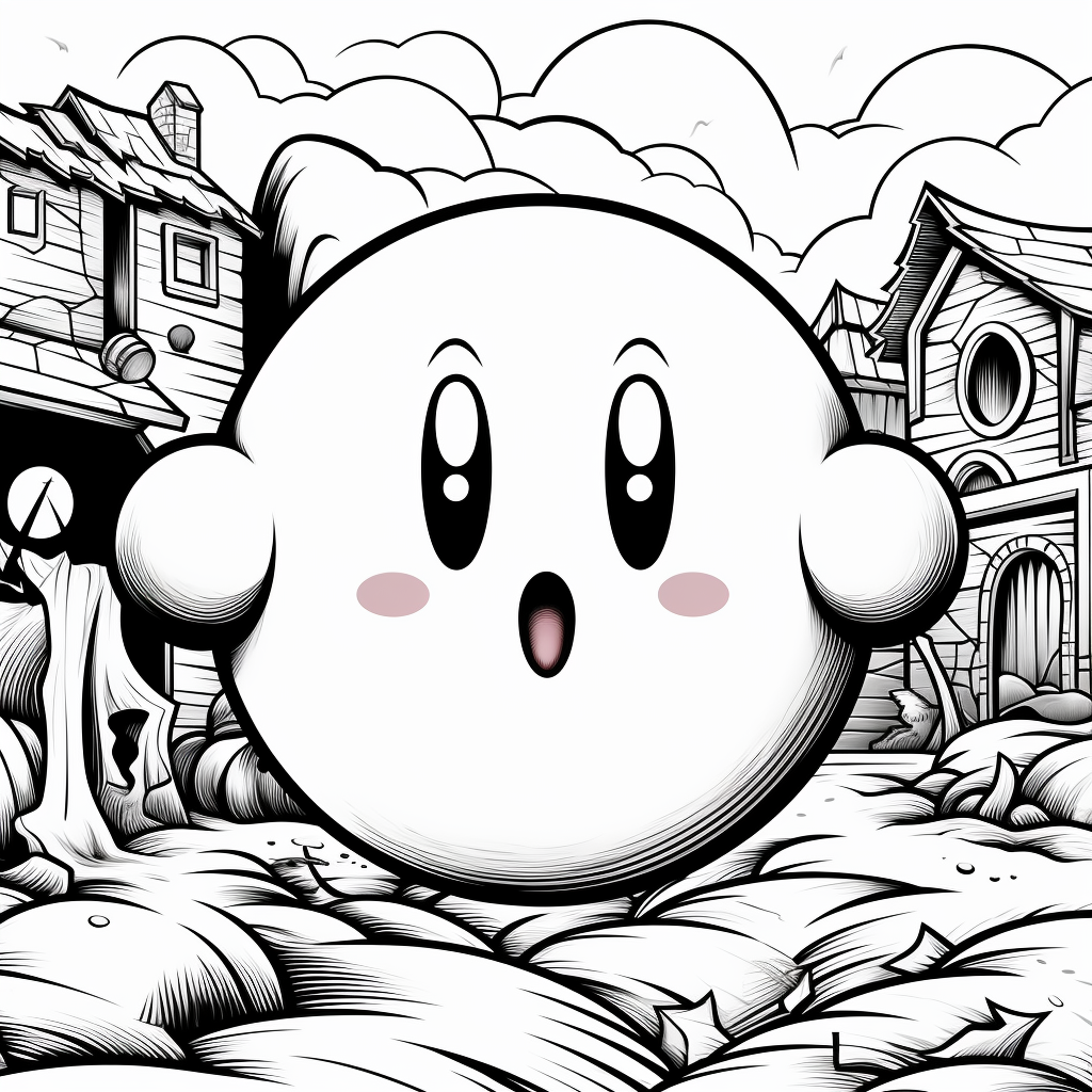 Desenho 32 de Kirby para imprimir e colorir