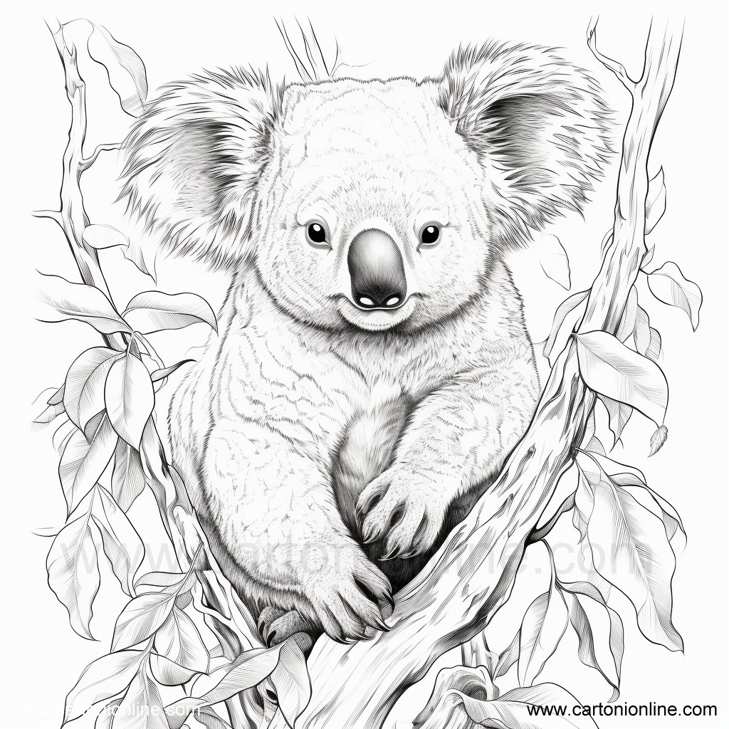 Ritning 06 av Koala att trycka och färglägga