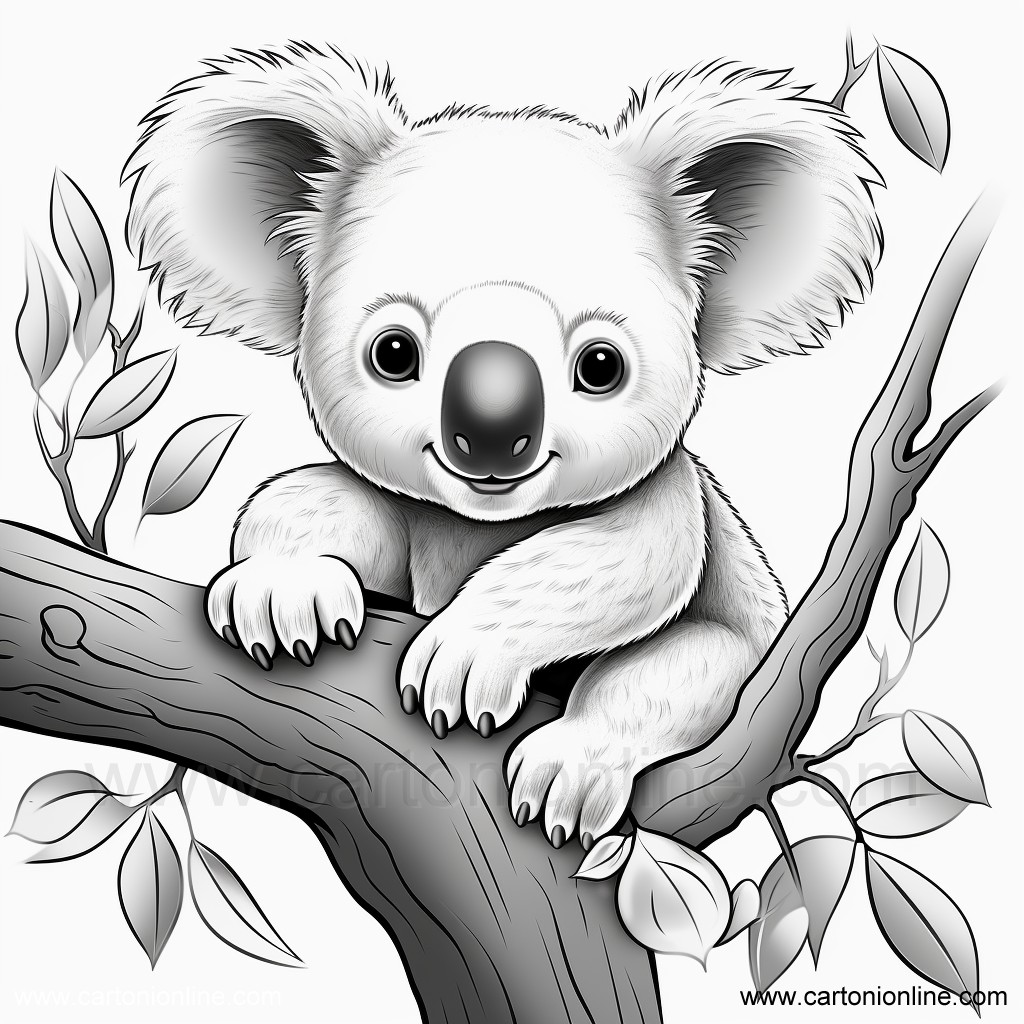 Dibujo 07 de Koala para imprimir y colorear