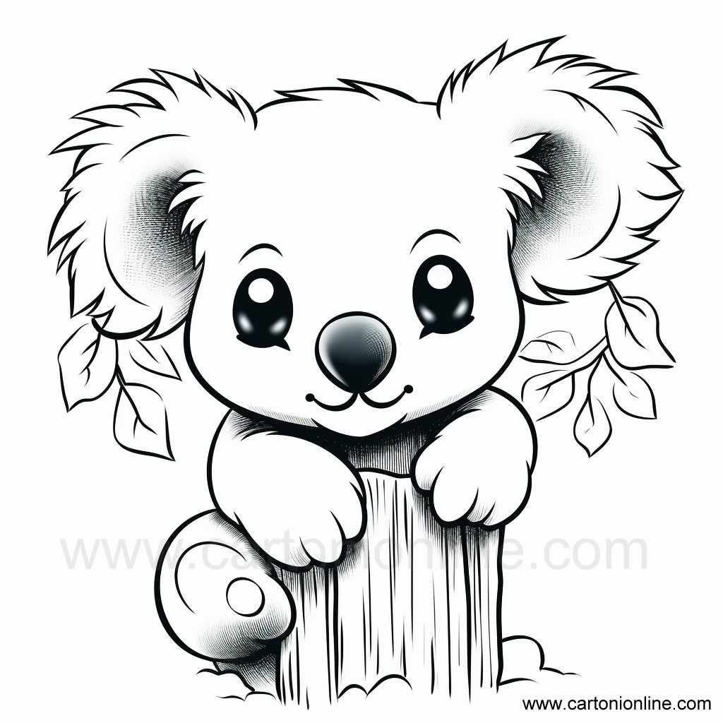 Ritning 19 av Koala att trycka och färglägga