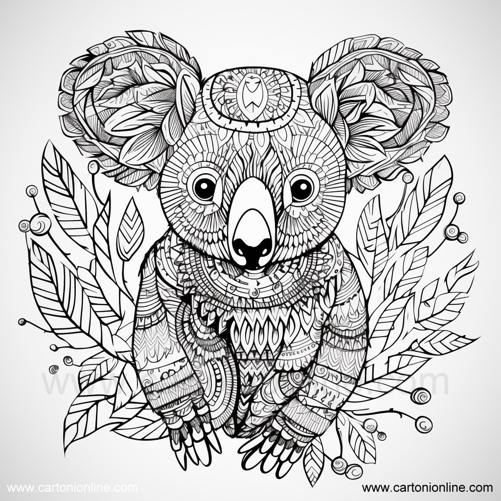 Dibujo 44 de Koala para imprimir y colorear