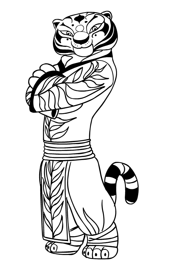 Dessin du Tiger Master of Kung Fu Panda à imprimer et colorier