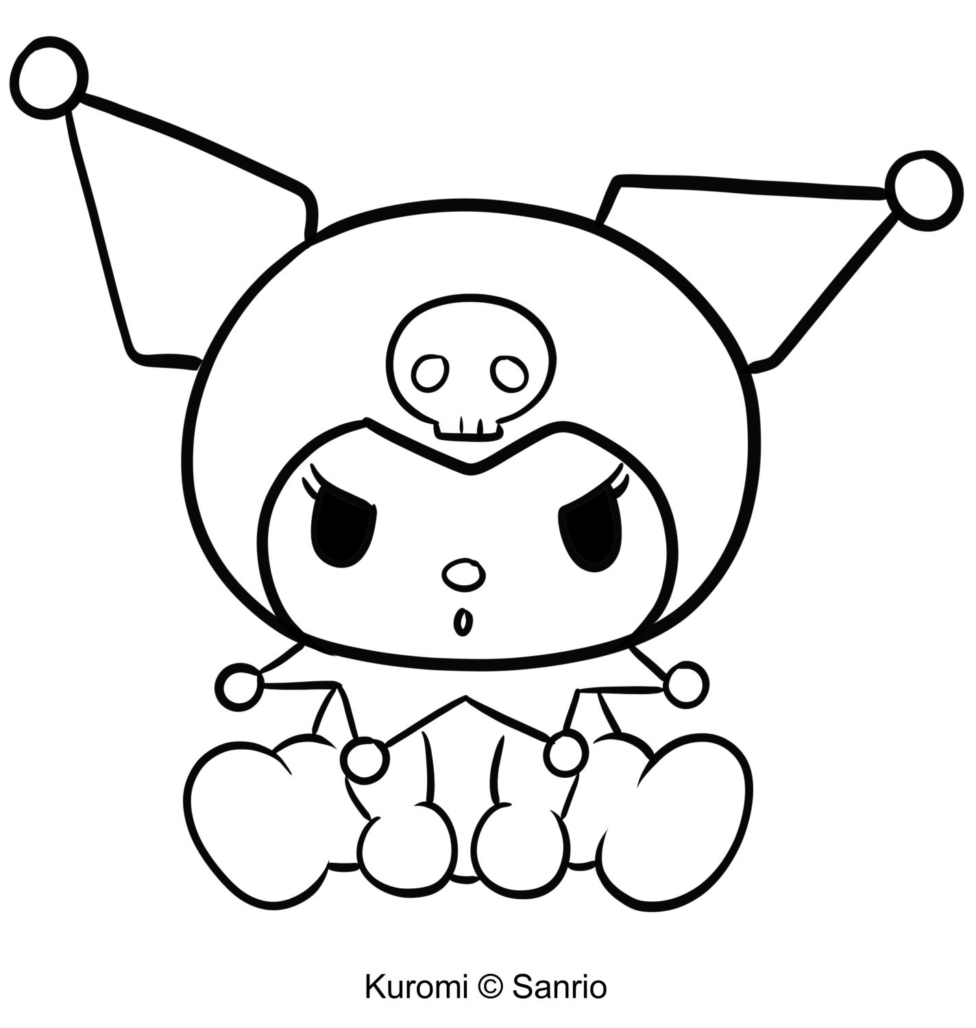 Kuromi 18-Zeichnung aus My Melody zum Ausdrucken und Ausmalen
