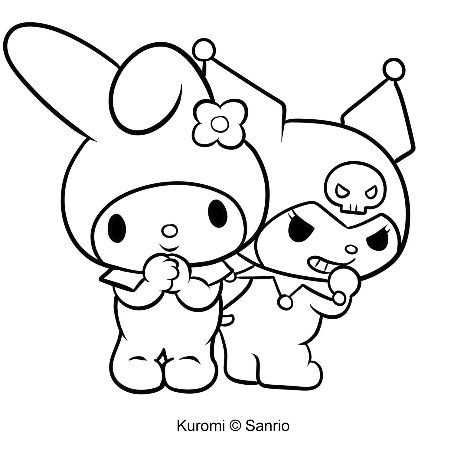 Debuxo de Kuromi 22 de My Melody para imprimir e colorear