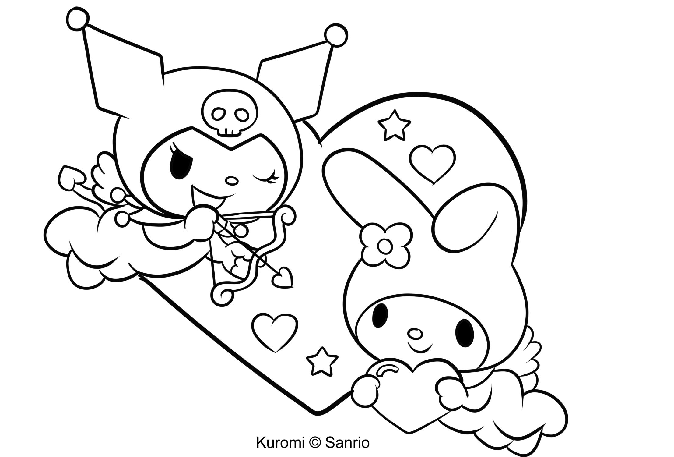Debuxo de Kuromi 23 de My Melody para imprimir e colorear