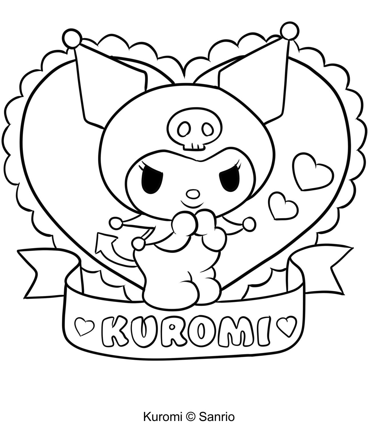 Kuromi 24 daripada halaman pewarna My Melody untuk dicetak dan diwarnakan