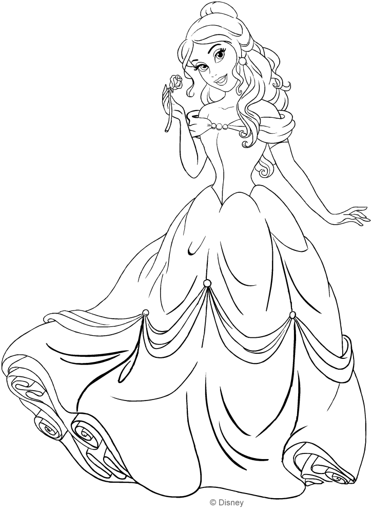 Drawing of Belle (Beauty and the Beast) to print and color