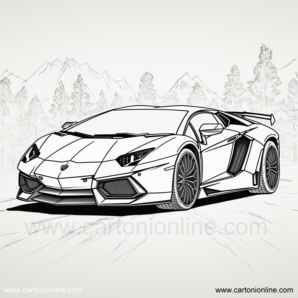Desenho 03 de Lamborghini para imprimir e colorir