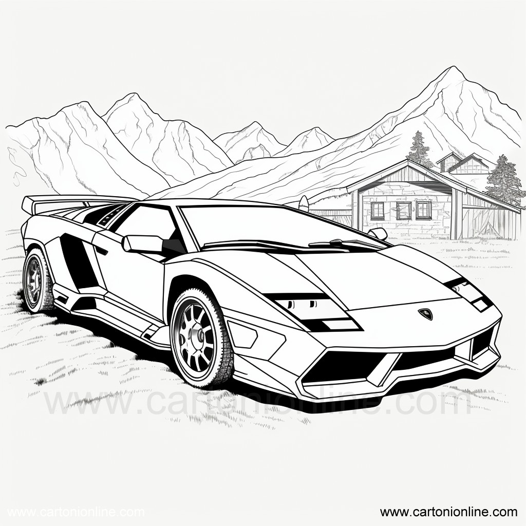 Disegno 16 di Lamborghini da stampare e colorare