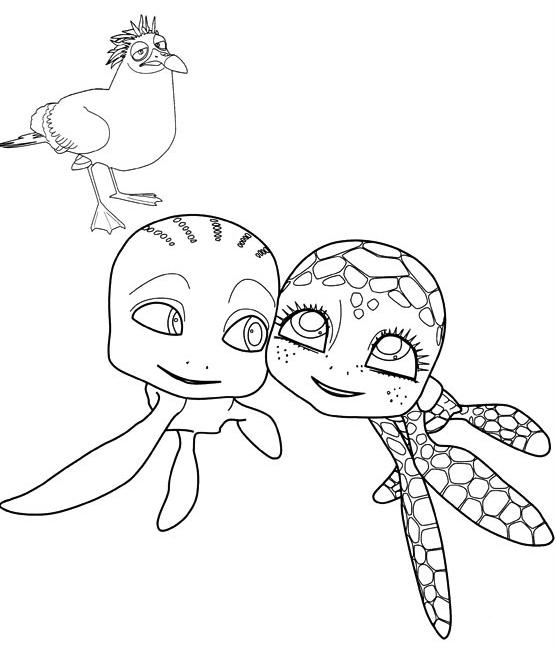Sammy and Shelly from A Turtle's Tale: Sammy's Adventures coloring page to print and coloring