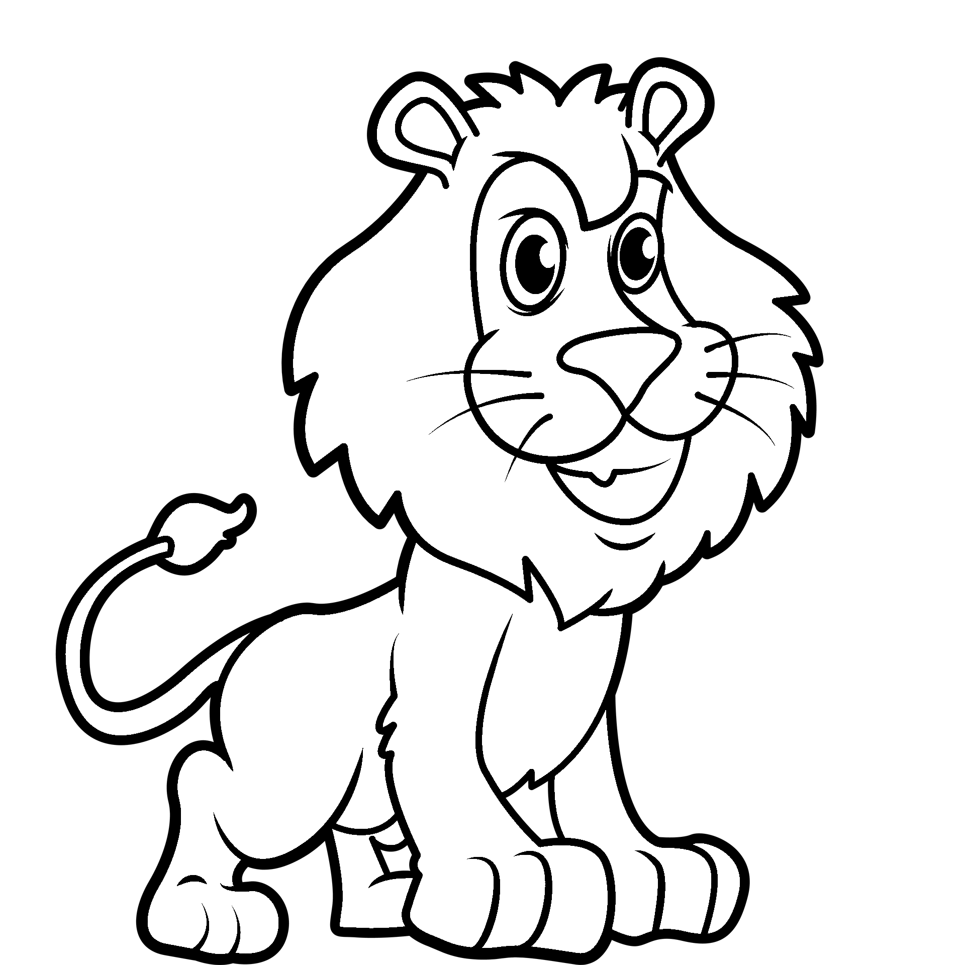 Disegno da colorare di un leone in stile cartoon