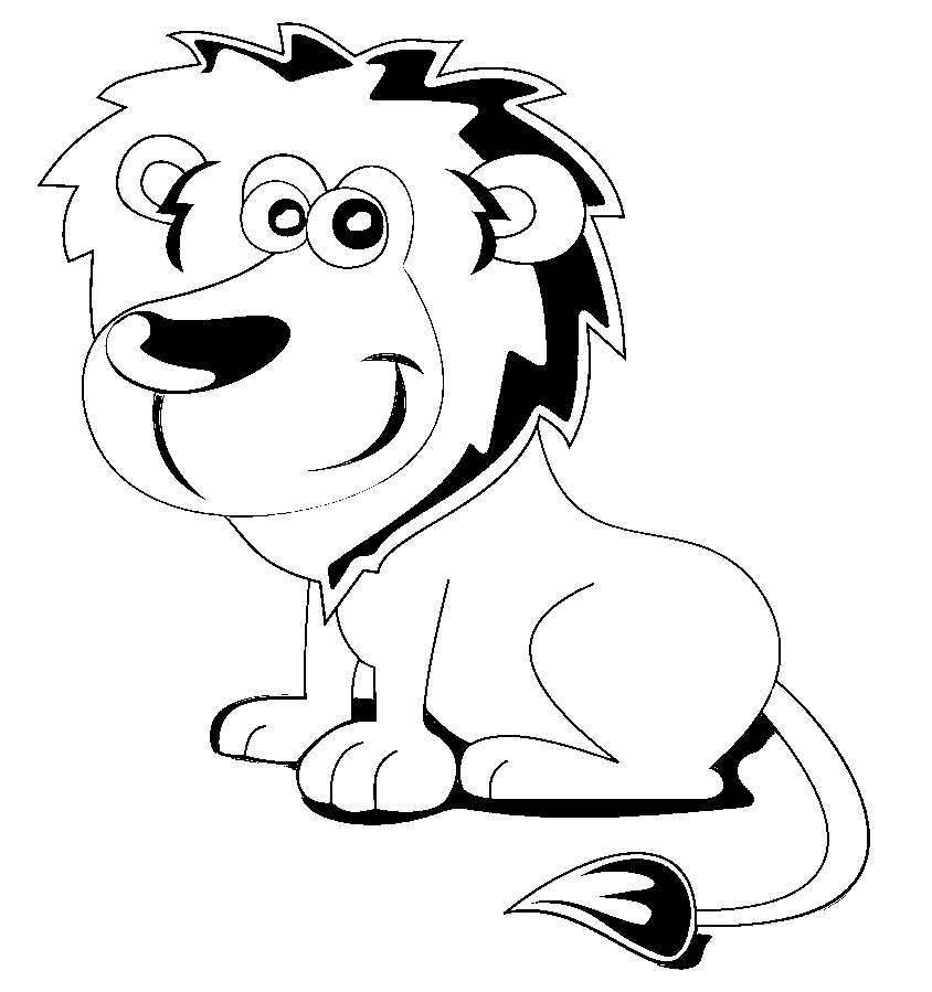 Disegno da colorare di un leone in stile cartoon