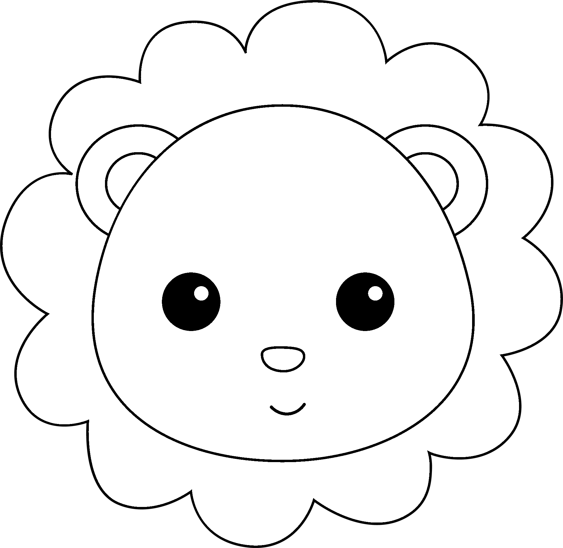 Coloring page of a lion in kawaii style