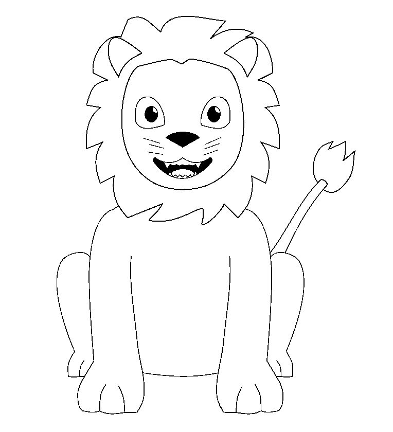 Disegno da colorare di un leone in stile kawaii