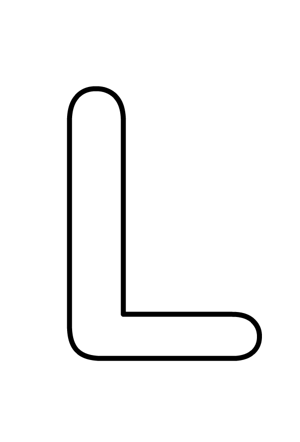 Versaler L i alfabetet som ska skrivas ut och färgas