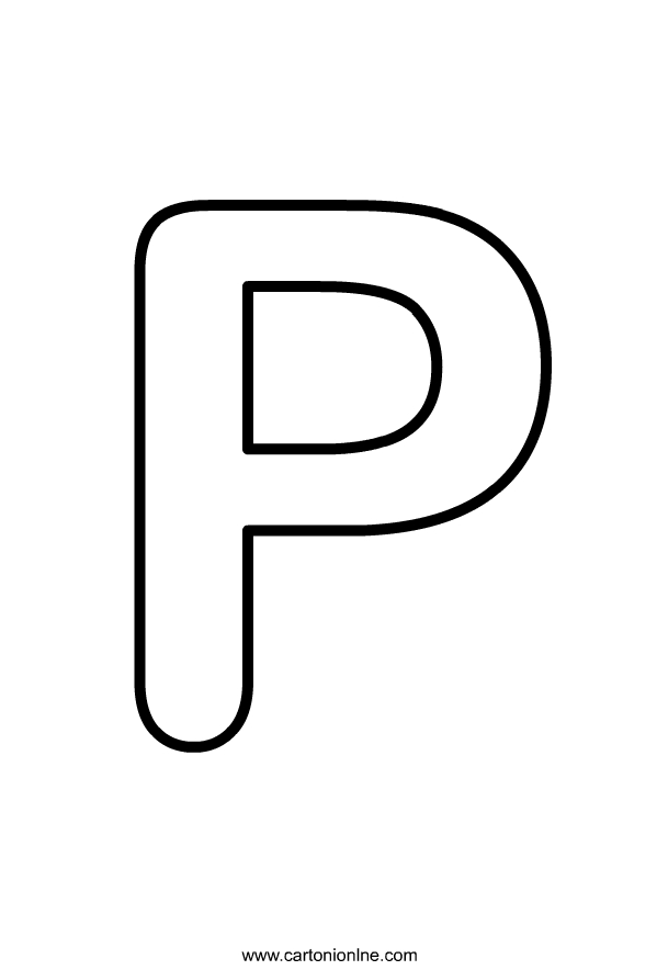 Lettera P maiuscola dell'alfabeto da stampare e colorare