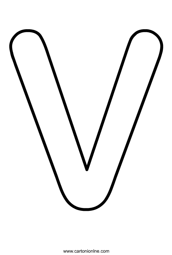 Capital letter V of the alphabet to be printed and colored