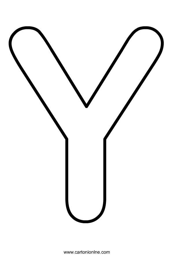 Litera majusculă Y a alfabetului care trebuie tipărită și colorată