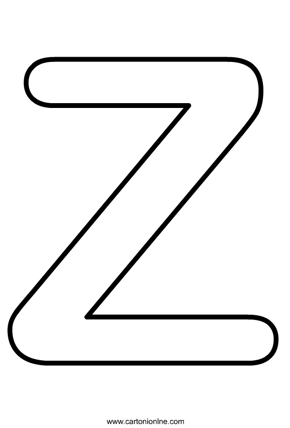 Versaler Z i alfabetet som ska skrivas ut och färgas
