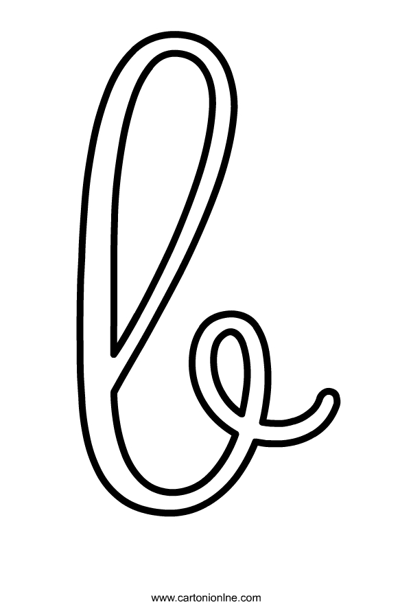 Kleine cursieve letter B van het alfabet om af te drukken en in te kleuren
