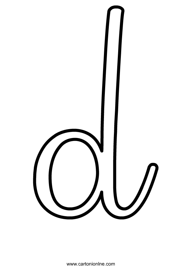 Lowercase italic letter D of the alphabet to print and color