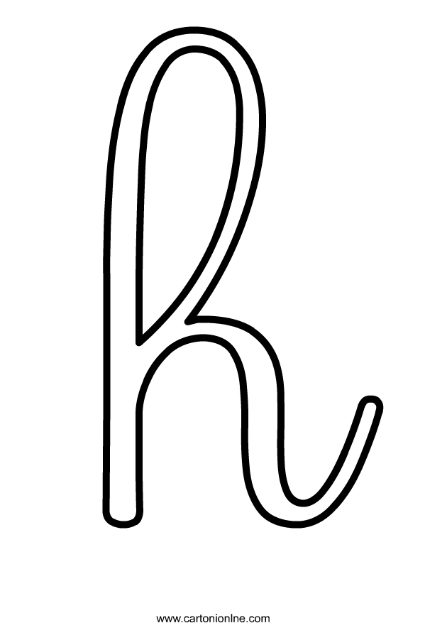 Kleine cursieve letter H van het alfabet om af te drukken en in te kleuren