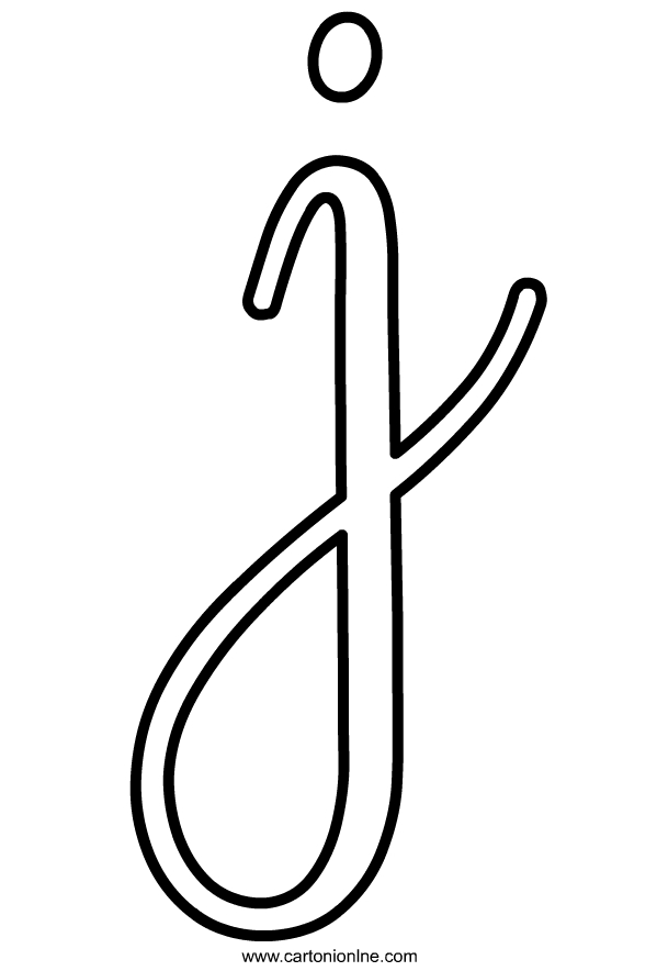 Desenho de letra minscula em itlico J do alfabeto  para imprimir e colorir