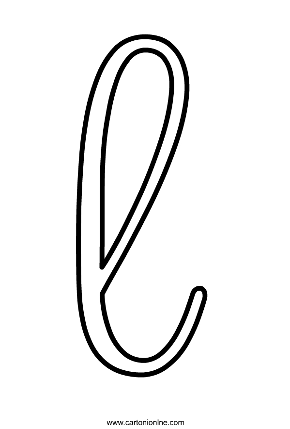Letra L minúscula en cursiva del alfabeto para imprimir y colorear