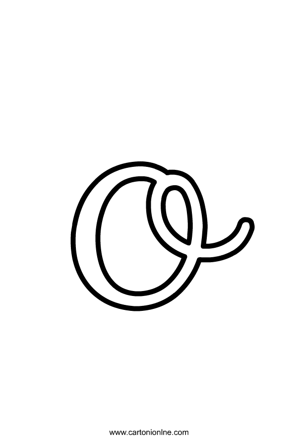 Desenho de letra minscula em itlico O do alfabeto  para imprimir e colorir
