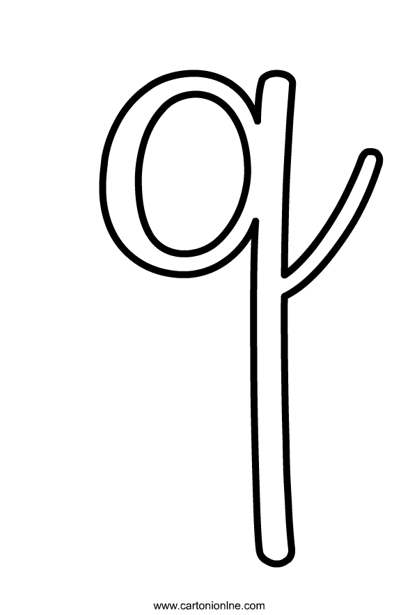 Desenho de letra minscula em itlico Q do alfabeto  para imprimir e colorir
