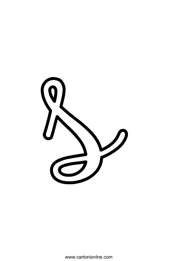 Desenho de letra minscula em itlico S do alfabeto  para imprimir e colorir