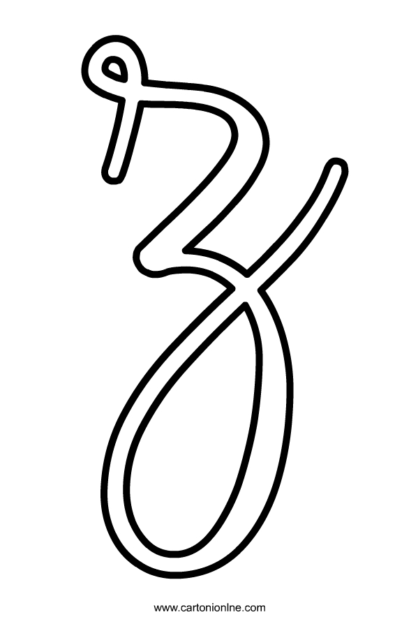 Letra Z minúscula en cursiva del alfabeto para imprimir y colorear