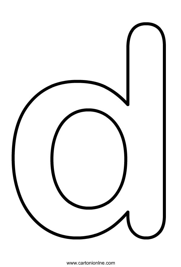 Lowercase letter D of the alphabet   coloring page to print and coloring 