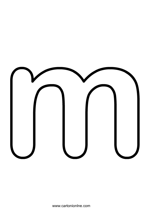 Små bokstäver M i alfabetet för att skriva ut och färga