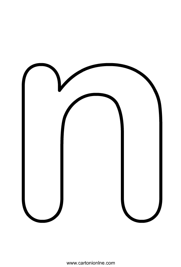 Lowercase letter N of the alphabet   coloring page to print and coloring 