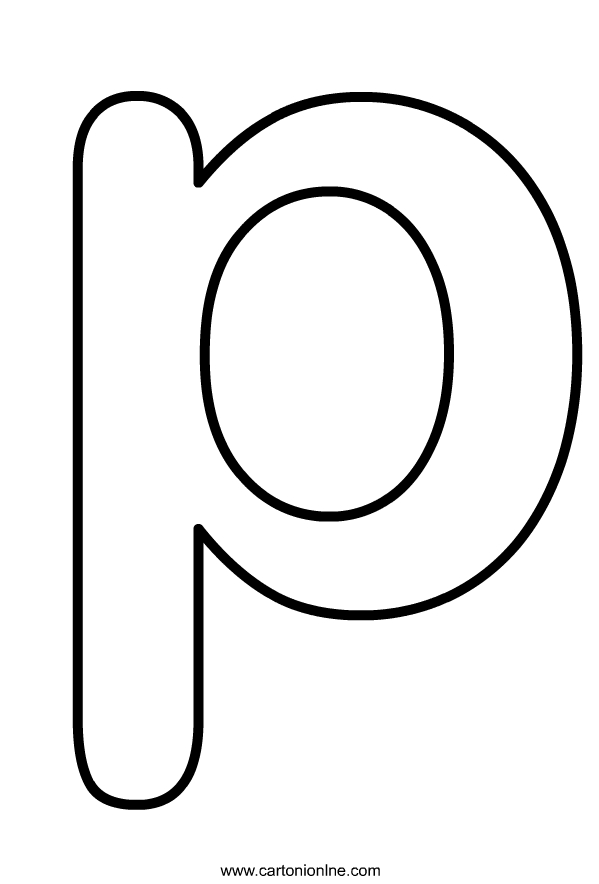 Små bokstäver P i alfabetet för att skriva ut och färga