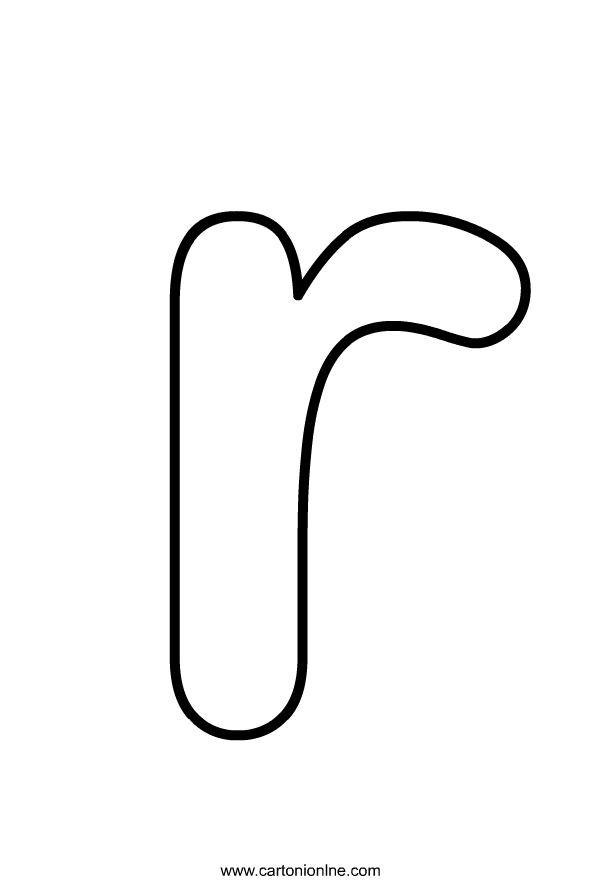 Små bokstäver R i alfabetet för att skriva ut och färga