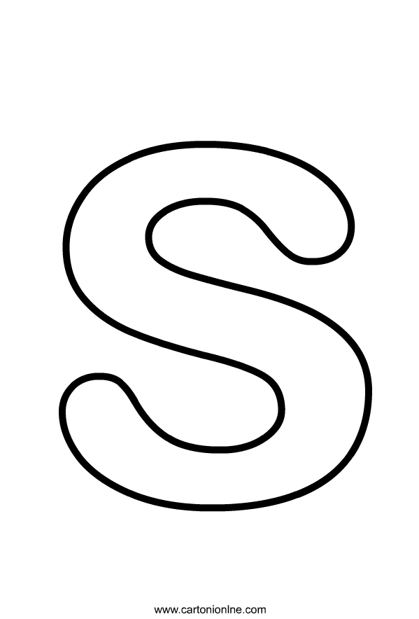 Små bokstäver S i alfabetet för att skriva ut och färga