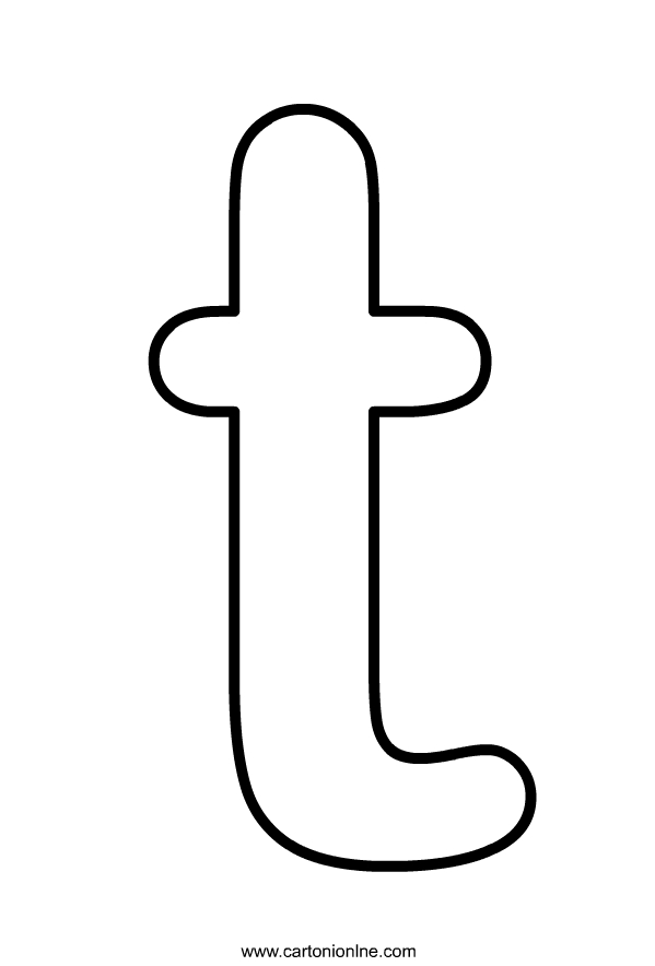 Dibujo de letra minúscula T del alfabeto para colorear