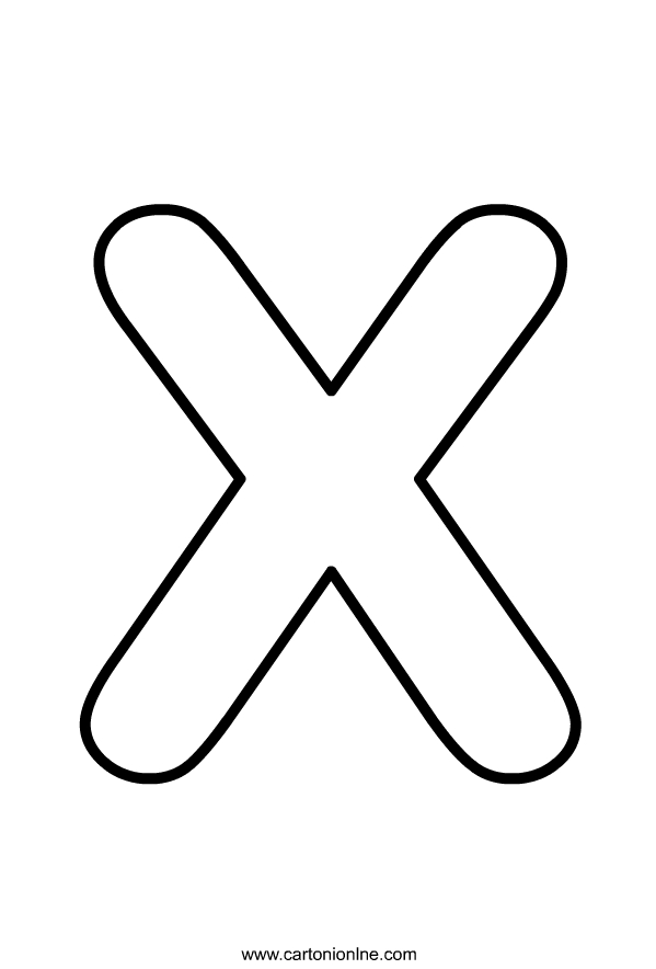 Ausmalbilder Kleinbuchstaben X des Alphabets zum Drucken und Frben